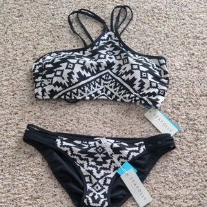 Seafolly Black & White Aztec High-Neck Bikini